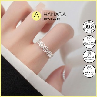 Nhẫn Bạc 925 Hanada Nhẫn Kim Tiền Không Đá Đơn Giản Freesize Tùy Chỉnh 0027 O2