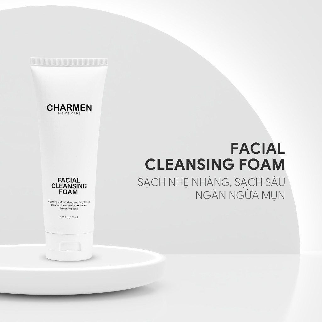 Sữa rửa mặt dành cho da dầu mụn cho Nam giới của CHARMEN, không cồn, làm sạch sâu, cân bằng hệ vi sinh trên da