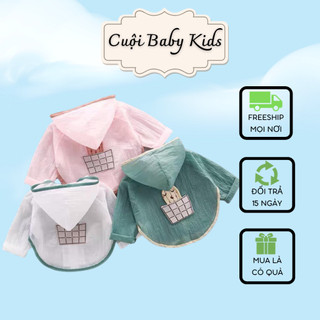 4- áo khoác chống nắng cho bé trai bé gái, áo khoác gió nhẹ vải đũi cho bé trai bé gái đáng yêu