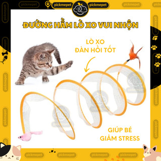 Đường hầm lò xo vui nhộn kèm đồ chơi - đồ chơi cho mèo