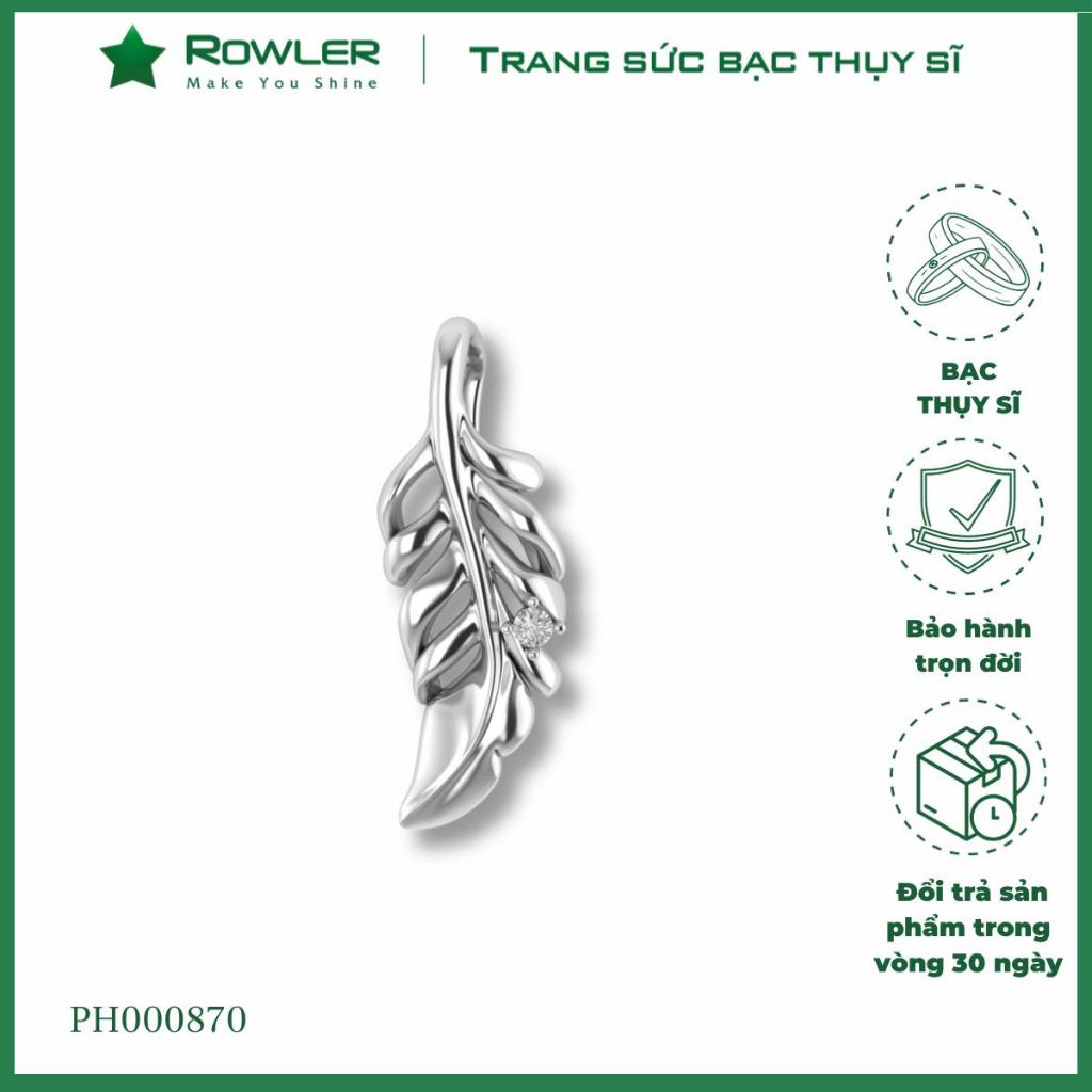 Mặt dây chuyền hình lông vũ ROWLER đính đá Moissanite sang trọng PH000870