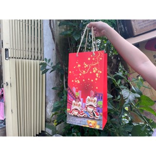  25 cái - Túi giấy đựng rượu đựng quà tặng nước trái cây hộp chivas 2 chai rượu vang - Túi số 21 đỏ 