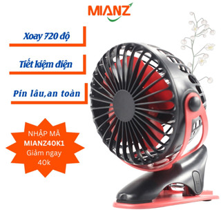  THANH LÍ Quạt tích điện mini cầm tay để bàn Mini fan quạt cho bé pin đến 10h kẹp xoay 720 độ - Mianz 