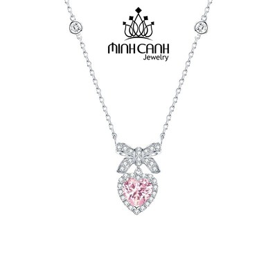 Dây Chuyền Bạc Mặt Nơ Trái Tim Đính Đá -  Minh Canh Jewelry