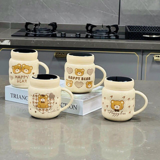 Cốc sứ gấu bear nắp gương 480ml