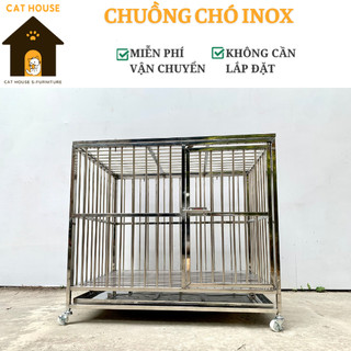  Chuồng chó Inox lồng nuôi dành cho thú cưng chó mèo lớn 4 size S M L XL FREESHIP HN 