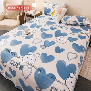 Ga Trải Giường Poly Cotton, Ga Nệm Mùa Hè Poly Cotton Kèm 2 Vỏ Gối Nằm Đủ Kích Thước Mẫu BÒ SỮA HỒNG  ( Được Chọn Màu)