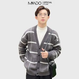 Áo Khoác Len Cardigan Kẻ Sọc Trắng MANDO Áo Khoác Nam Len Chất Liệu Mềm Mại Đa Dạng Màu Sắc Phong Cách Hàn Quốc CDG02