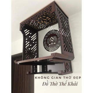 Bộ ban thờ treo gỗ sồi - kèm vách cnc - kích thước phong thuỷ