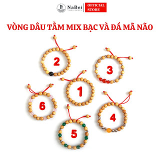 Vòng dâu tằm cho bé sơ sinh mix bạc, đá mã não giúp bé ngủ ngon nb368 - phong thủy nabei store