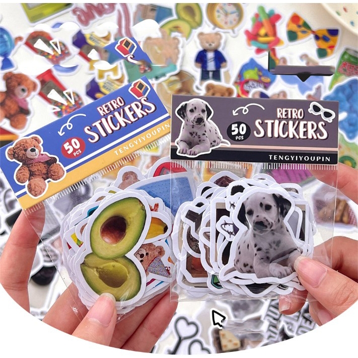 Set 50 sticker hoạt hình dễ thương, combo 50 miếng dán sticker kute