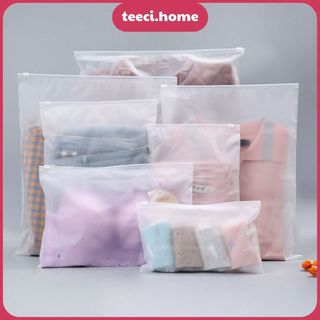 Túi Khóa Zip Shop Quần Áo Zipper Lụa Mờ Trắng Có Khóa Kéo Chống Nước Bụi Đồ Cá Nhân Du Lịch Mĩ Phẩm TEECI U034