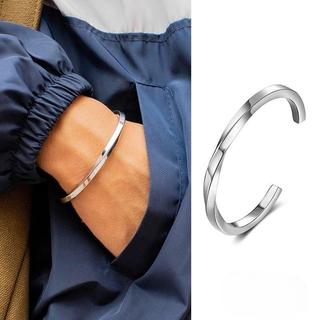 Vòng Tay Cuff Mobius Lắc Tay Thép Titan Họa Tiết Gợn Sóng Phong Cách Hip Hop Cho Cặp Đôi Tavi Studio