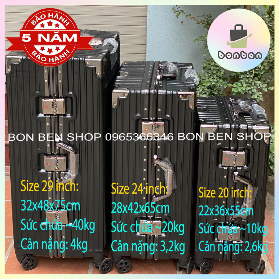 Vali KHUNG NHÔM KHOÁ SẬP KN2988 Size 20/24/29 inch Rẻ bền đẹp