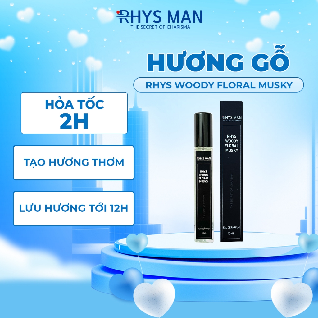 Nước hoa RHYS MAN Rhys Woody Floral Musky hương gỗ lịch lãm, phóng khoáng 10ml