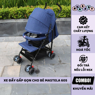 Xe đẩy du lịch siêu nhẹ, thoáng khí gấp gọn hình ô Mastela MSTL605 màu xanh
