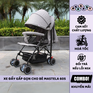 Xe đẩy du lịch siêu nhẹ, thoáng khí gấp gọn hình ô Mastela MSTL605 màu xám