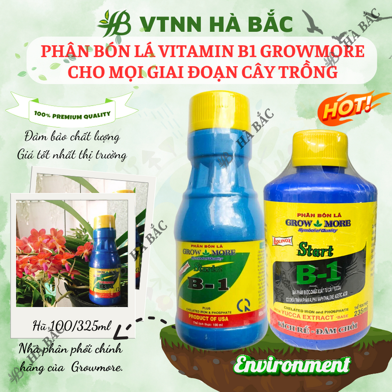 Phân bón lá đậm đặc cao cấp VITAMIN B1 Growmore (100ml, 235ml) -  B1 Cho Cây Kiểng, Hoa Kiểng, B1 Kí