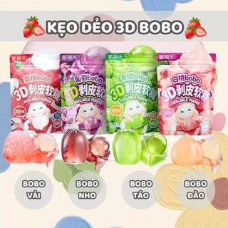 Kẹo dẻo trái cây lột vỏ 3d bobo ít đường, kẹo dẻo trái cây 3d/ trái cây kẹo lột vỏ