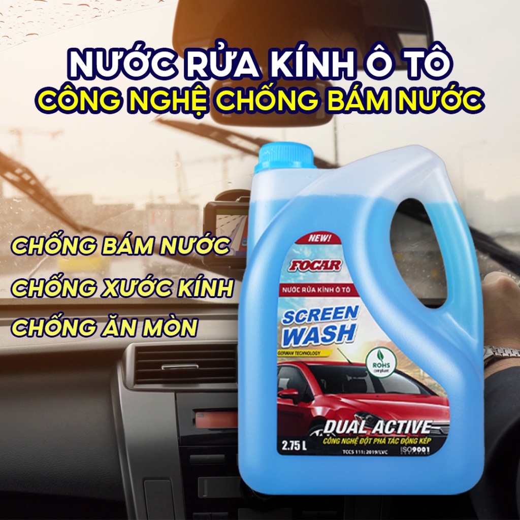 Nước rửa kính ô tô công nghệ chống bám nước FOCAR sử dụng trực tiếp không cần pha làm sạch vượt trội