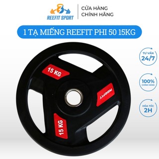 Tạ miếng tạ bánh cao su 3 lỗ phòng tập Reefit 15kg phi 50