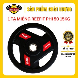 Tạ miếng tạ bánh cao su 3 lỗ phòng tập Reefit 15kg phi 50