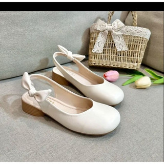 Giày Búp Bê Dáng Slingback 3cm Quai Hậu Thun Phối Nơ K040 Hutie