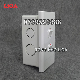 Combo 2 công tắc điện 1 chiều + mặt lỗ vuông LiOA - Lắp âm tường