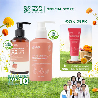 Dung dịch vệ sinh phụ nữ x2 nano nghệ hữu cơ hương đào chín Cỏ Cây Hoa Lá khử mùi, lưu hương, dưỡng ẩm, hồng mịn - 150ml