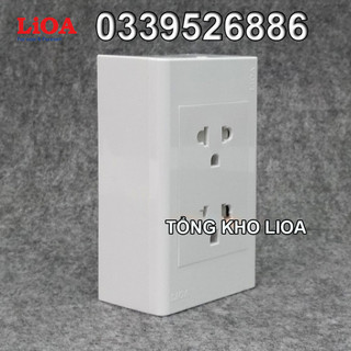 Combo ổ cắm điện đôi 3 chấu LiOA 16A 3520W - Lắp nổi