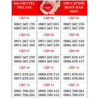 Sim Cặp, Sim Đôi Sim Trả Sau Viettel, sim đôi tình thân ấm áp