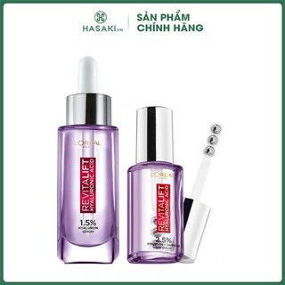 Combo L'Oreal Serum Hyaluronic Acid Cấp Ẩm & Giảm Bọng Mắt, Đầy Rãnh Nhăn Hasaki Sản Phẩm Chính Hãng