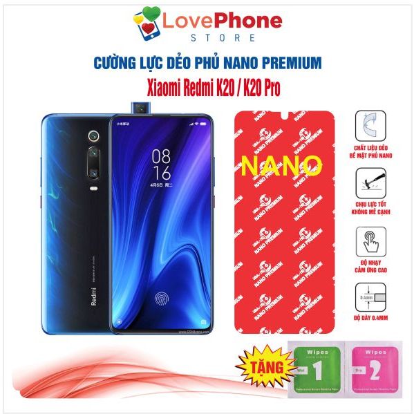 Cường lực Xiaomi Redmi K20 / K20 Pro dẻo phủ Nano Premium chống xước bảo vệ màn hình - Love Phone