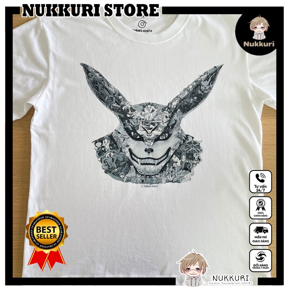 Áo thun Kurama (Naruto), tay ngắn, cổ tròn phiên bản không màu
