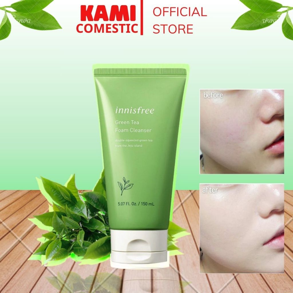 Sữa Rửa Mặt Trà Xanh Green Tea Foam Cleanser Sạch Da, Dưỡng Ẩm, Ngăn Ngừa Mụn Mẫu Mới 150ml - KAMI