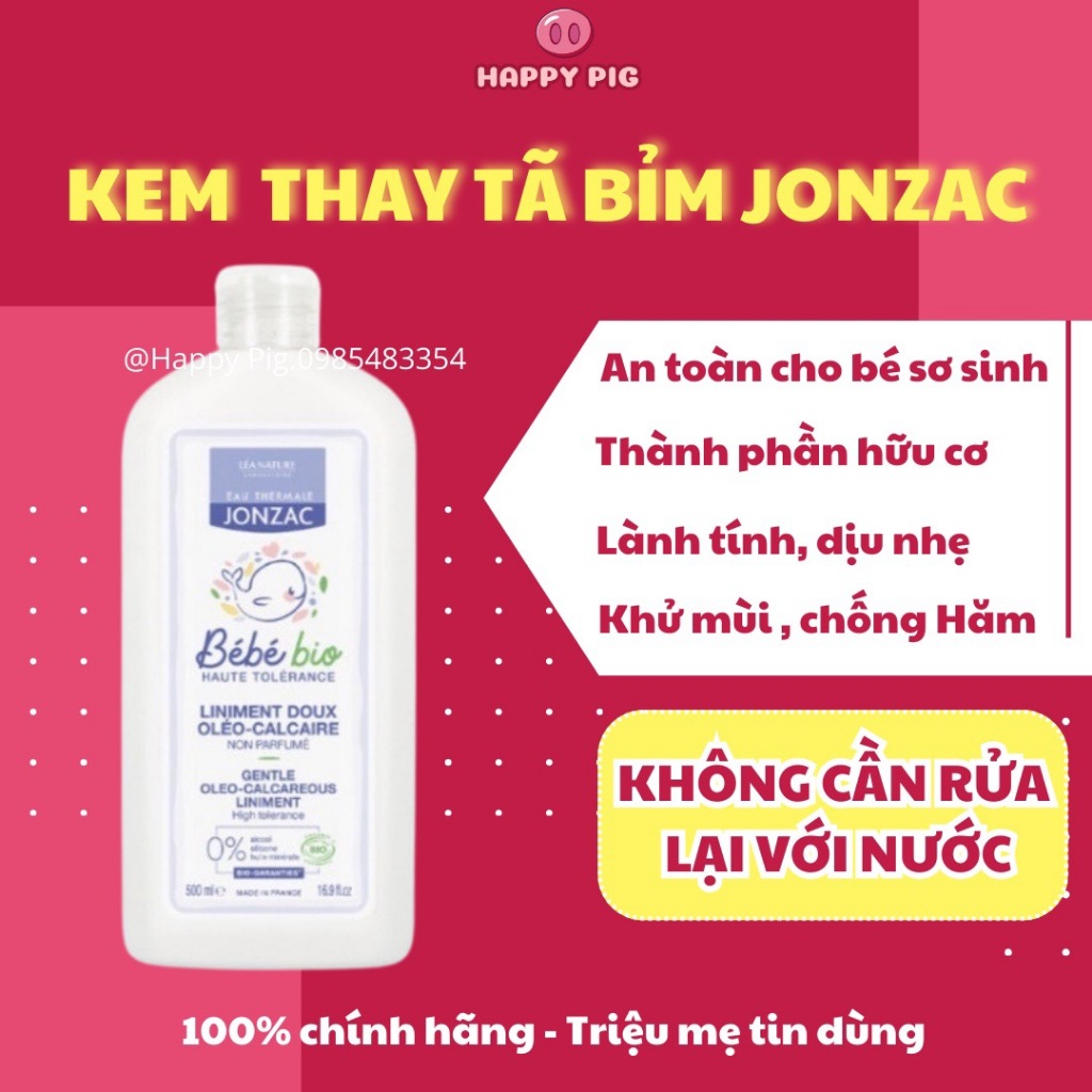 Kem thay tã bỉm Jonzac ngừa hăm tã cho bé / dung dịch vệ sinh Jonzac chống hăm hữu cơ cho bé từ sơ sinh Liniment