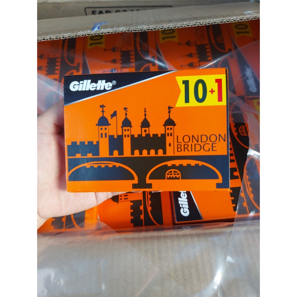 Vỉ 110 lưỡi lam Gillette London Bridge giá rẻ (Gồm 10 hộp nhỏ - mỗi hộp 11 lưỡi)