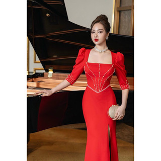Dạ hội cổ vuông tay lửng kết pha lê