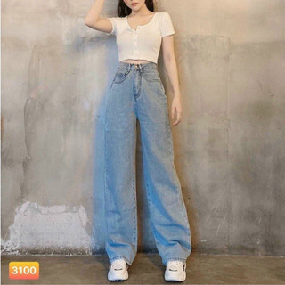 Quần jean ống rộng 3100 xanh nhạt, ảnh thật chụp sàn