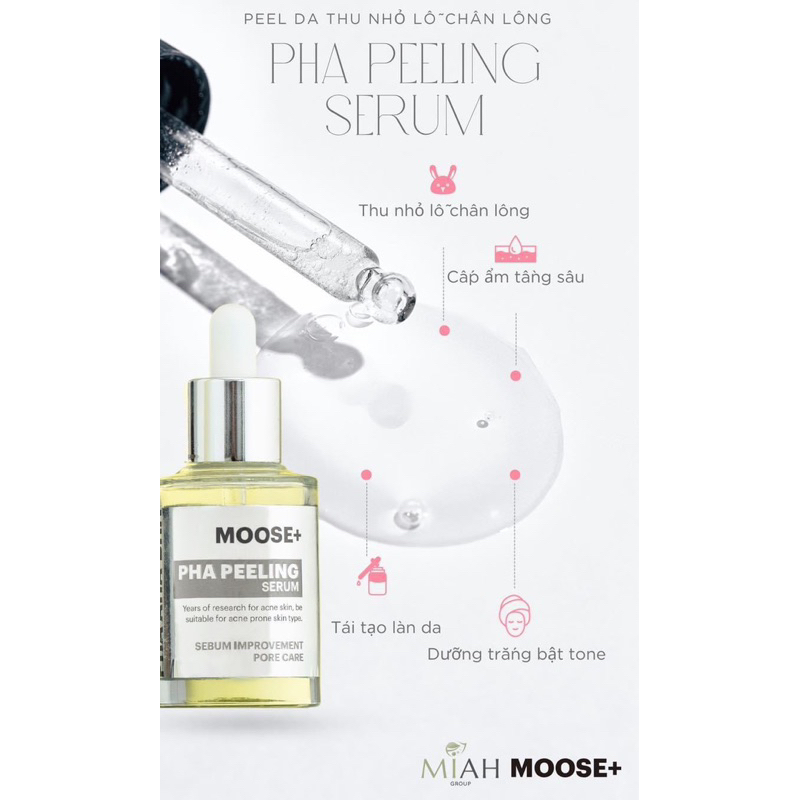 Peel da moose PHA peeling sáng da mờ thâm 30ml  trắng da hạn dùng 2026