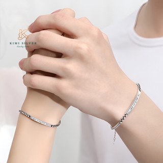 Lắc tay đôi Bạc thật Khắc chữ theo yêu cầu, Vòng đôi Bạc 925 khắc tên tình yêu KIMI SILVER