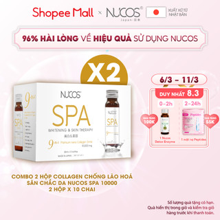 Combo 2 hộp nước uống collagen chống lão hóa trắng da Nucos Spa 10000 50ml x 2 x 10 chai