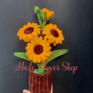 Chậu hoa kẽm nhung size lớn để bàn làm việc, decor trang trí Hule