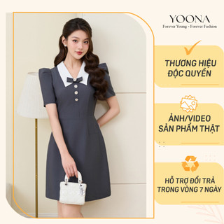 Đầm thiết kế tay bồng dáng A phối nơ cổ trẻ trung, lịch sự YOONA - NH10A010
