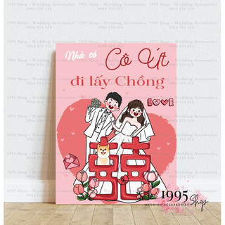 Bảng chibi để cổng cưới siêu dễ thương, bảng welcome hình chibi