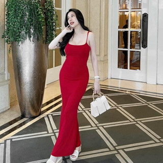 Đầm body trơn hai dây đuôi cá dáng dài nhiều màu chất thun xịn xmt991 hỏa tốc