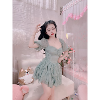  Váy Bèo Tua Rua Tay Cộc Trơn V11 