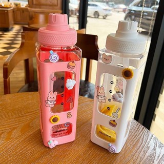 Bình nước nhựa uống nước kèm sicker,ống hút,quai xách tiện dụng 700ml tiện lợi nhiều màu, tiện lợi đi học,đi làm