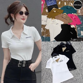  (083) Áo Thun Polo nữ thêu Miumiu - Áo thun tăm lạnh cực sang chảnh HiiNCloset