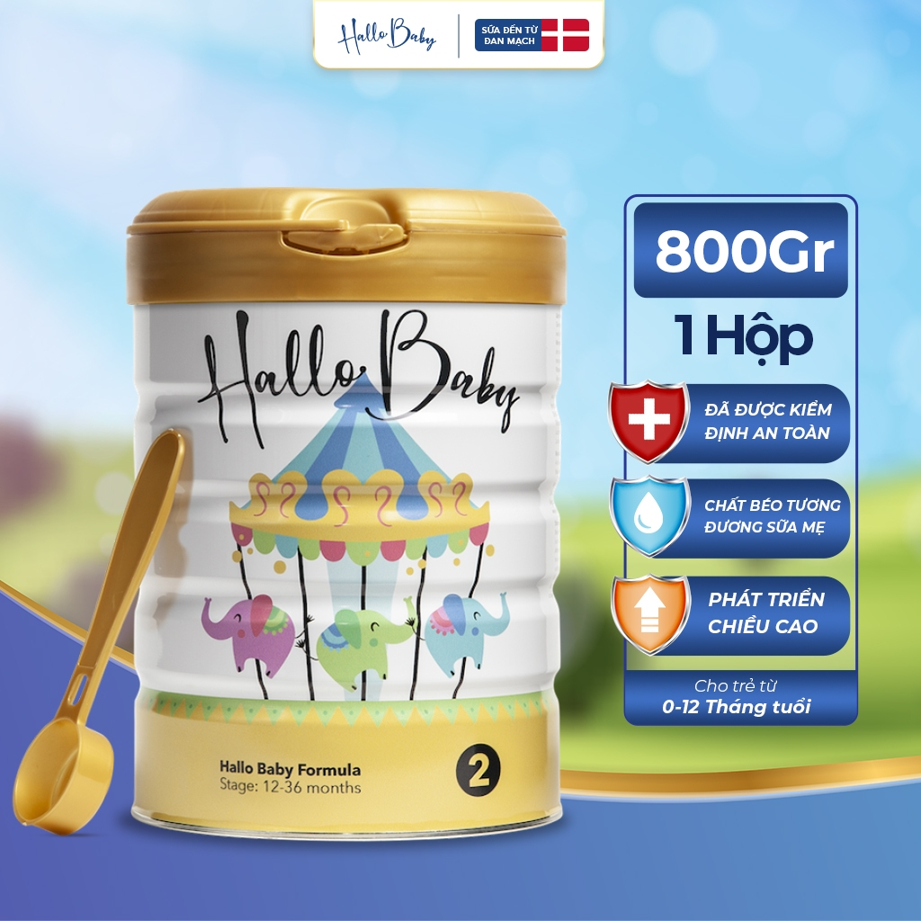 Sữa bột Hallo Baby 2 Infant Formula 800gr dành cho trẻ từ 12